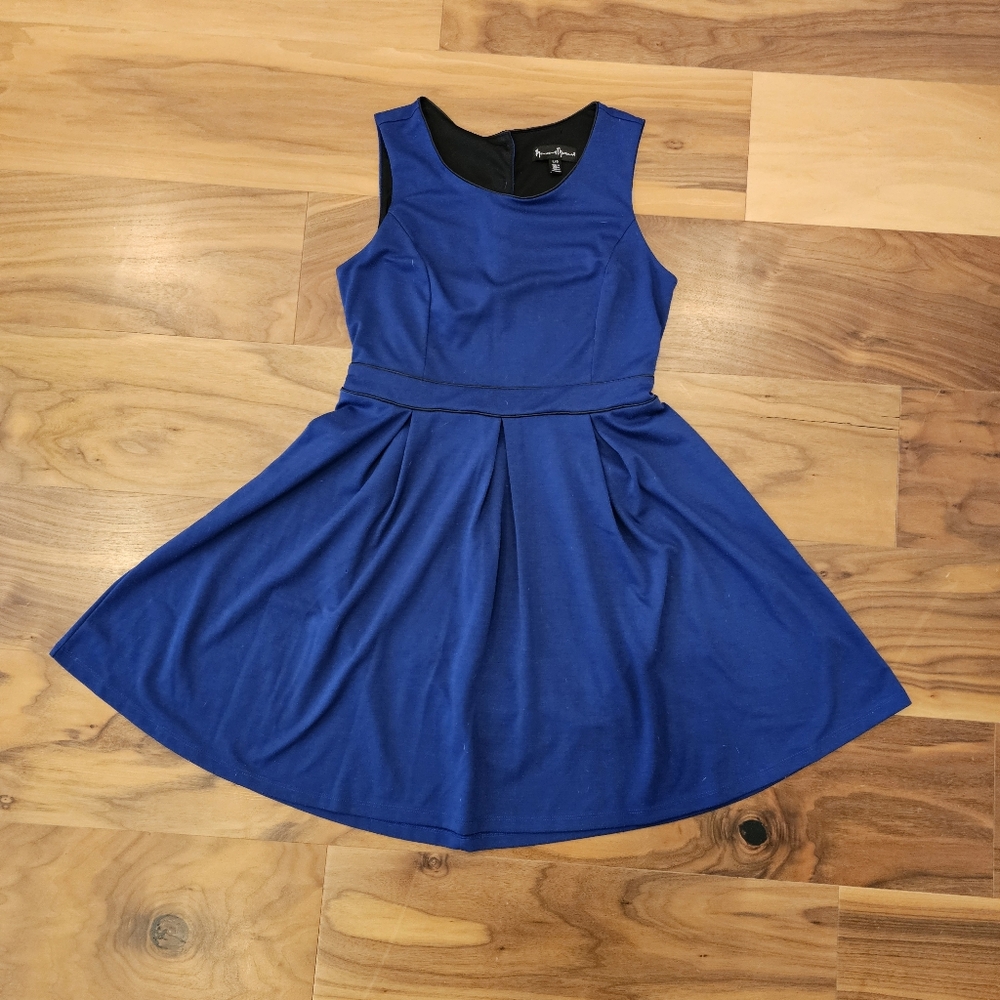 Mercer & Madison Blue Pleated Fit and Flare Dress